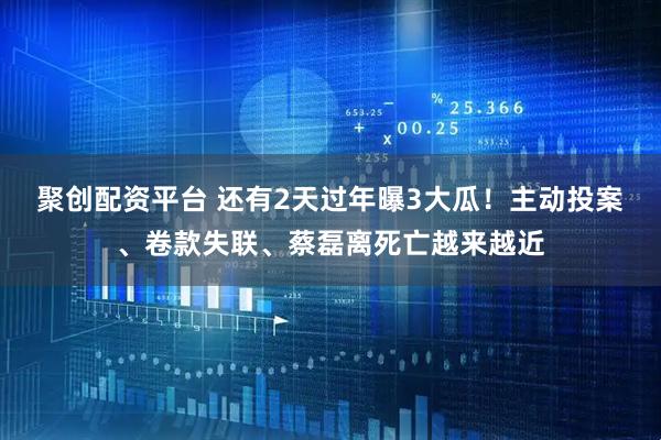 聚创配资平台 还有2天过年曝3大瓜！主动投案、卷款失联、蔡磊离死亡越来越近